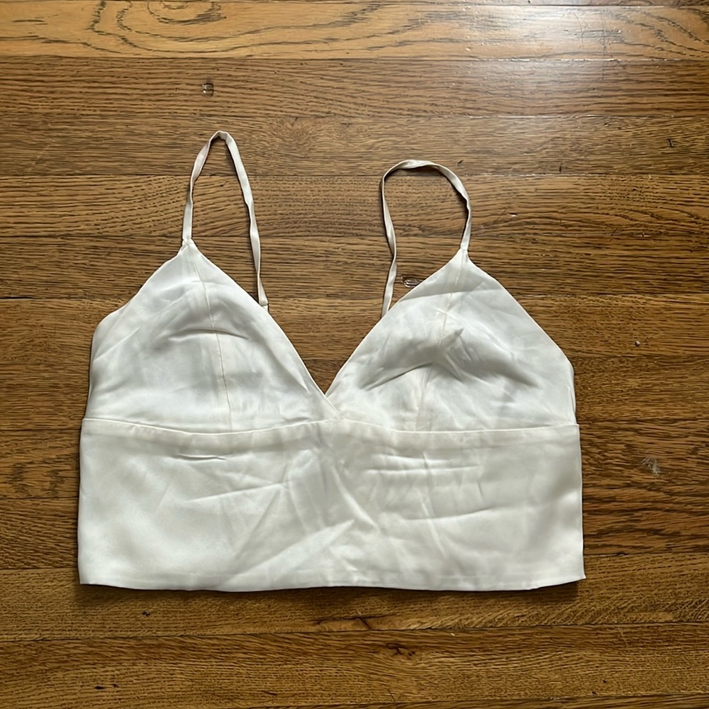 While Silk Cropped Tank Top
